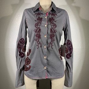 3J Workshop by Johnny Was Cotton Thai Iced Tea Shirt XS NWOT